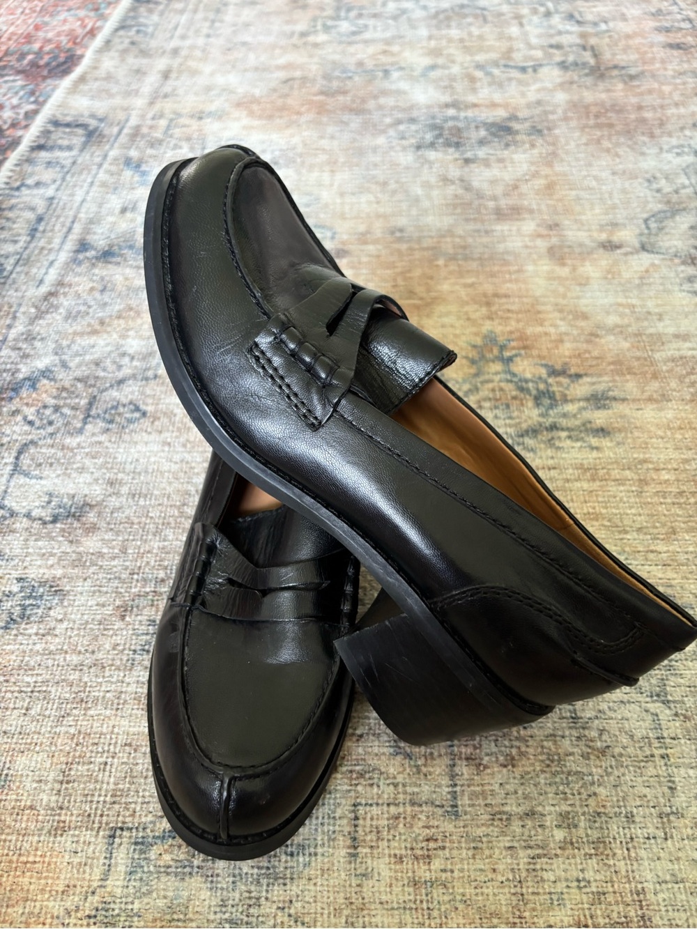 Nine West Black Leather Penny Loafers for Women